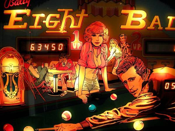 Backglass vintage du flipper Bally Eight Ball
