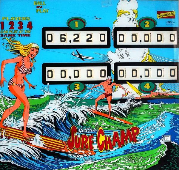 Flipper électromécanique EM à rouleaux Gottlieb Surf Champ